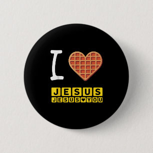 I Liebe Jesus Waffle Herzlich Funny Christliches F Button