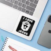 I Liebe Jesus (weiß) Aufkleber (Laptop mit iPhone)