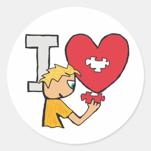 I Liebe Jigsaw Puzzles Runder Aufkleber (Vorderseite)
