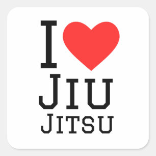 I Liebe Jiu jitsu Quadratischer Aufkleber