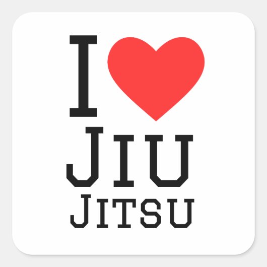 I Liebe Jiu jitsu Quadratischer Aufkleber (Vorderseite)
