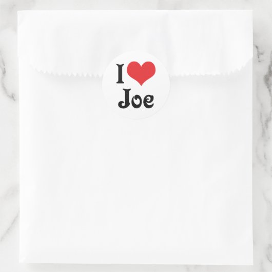 I Liebe Joe Runder Aufkleber (Tasche)