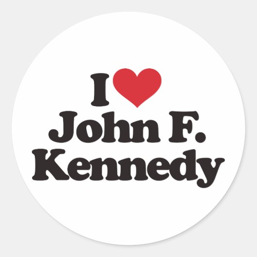 I Liebe John F Kennedy Runder Aufkleber (Vorderseite)
