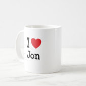 I Liebe Jon-Herz-T - Shirt Kaffeetasse (Vorderseite Links)