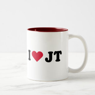 I LIEBE JT ZWEIFARBIGE TASSE