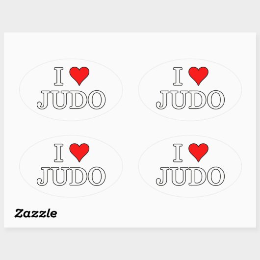 I Liebe Judo Ovaler Aufkleber (Blatt)