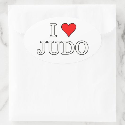 I Liebe Judo Ovaler Aufkleber (Tasche)