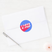 I Liebe K-Pop Blue Pink Circle Design Runder Aufkleber (Umschlag)
