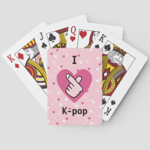 I Liebe K-Pop Pink Finger Heart Spielkarten