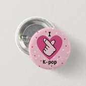 I Liebe K-Pop Pink Finger Herz BlackPink Button (Vorne & Hinten)