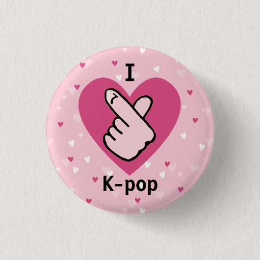 I Liebe K-Pop Pink Finger Herz BlackPink Button (Vorderseite)