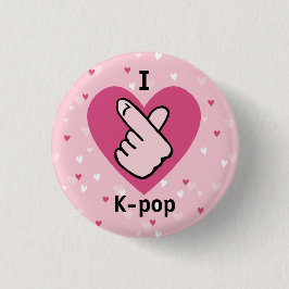 I Liebe K-Pop Pink Finger Herz BlackPink Button