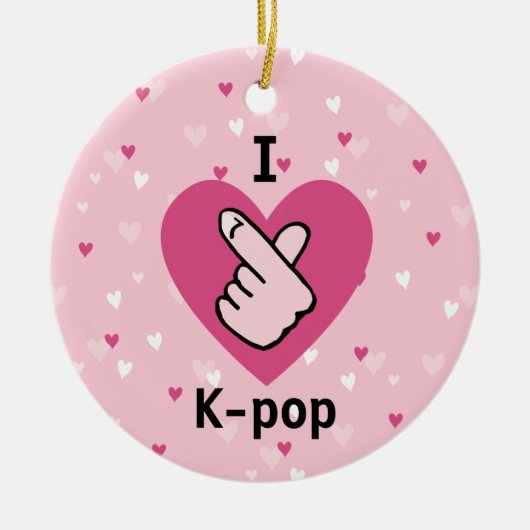 I Liebe K-Pop Pink Finger Herz BlackPink Keramik Ornament (Vorne)