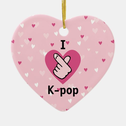 I Liebe K-Pop Pink Finger Herz BlackPink Keramik Ornament (Vorne)