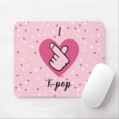I Liebe K-Pop Pink Finger Herz BlackPink Mousepad (Mit Mouse)