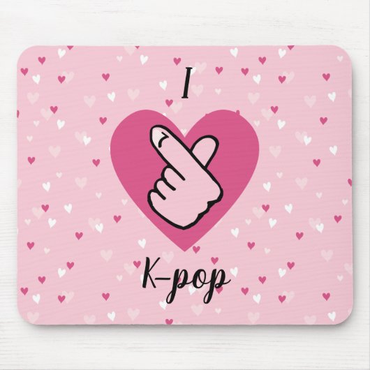 I Liebe K-Pop Pink Finger Herz BlackPink Mousepad (Vorne)