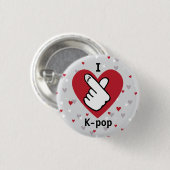 I Liebe K-Pop Red Gray Finger Heart Button (Vorne & Hinten)