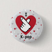 I Liebe K-Pop Red Gray Finger Heart Button (Vorderseite)