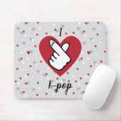 I Liebe K-Pop Red Gray Finger Heart Mouse Pad Mousepad (Mit Mouse)