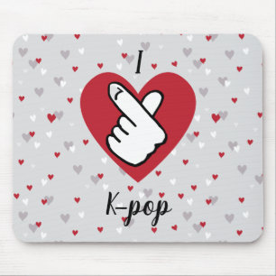 I Liebe K-Pop Red Gray Finger Heart Mouse Pad Mousepad