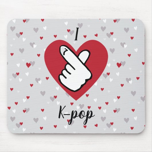 I Liebe K-Pop Red Gray Finger Heart Mouse Pad Mousepad (Vorne)