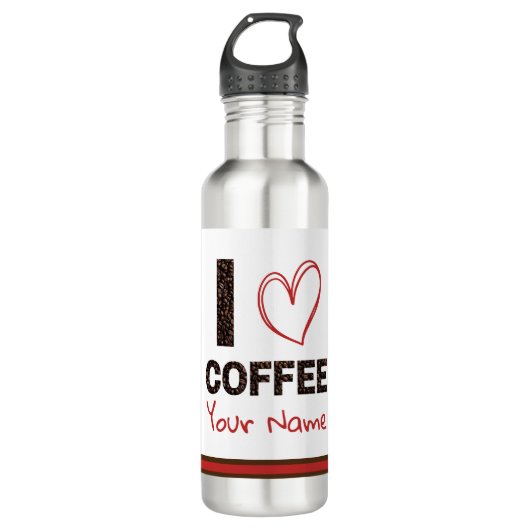 I Liebe Kaffee Beere Herz Braun Moderne Moderne Cu Edelstahlflasche (Vorderseite)