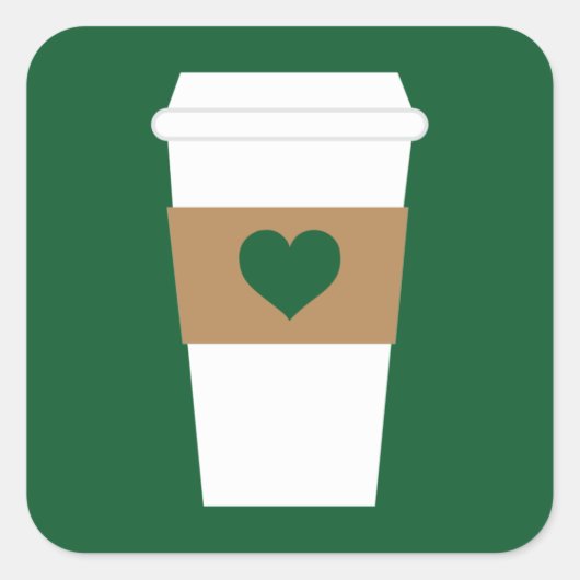 I Liebe Kaffee erhältlich Kaffee Cup Quadratischer Aufkleber (Vorderseite)