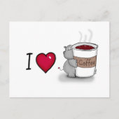 I Liebe Kaffee - Hippo mit einer Tasse Kaffee Postkarte (Vorderseite)