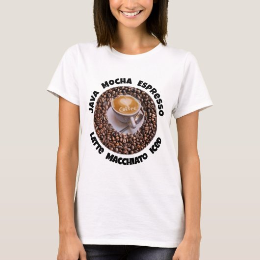 I Liebe Kaffee Java Latte Cappucino T-Shirt (Vorderseite)