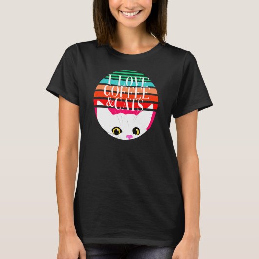 I Liebe Kaffee & Katzen T-Shirt (Vorderseite)