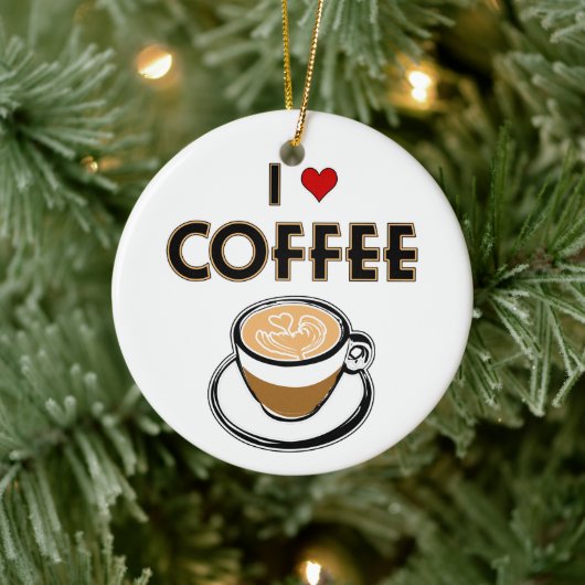 I Liebe Kaffee Keramik Ornament (Baum)