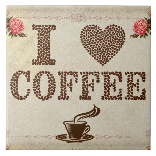I Liebe Kaffee Keramik Tile Fliese (Vorderseite)