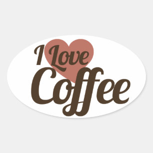 I Liebe Kaffee Ovaler Aufkleber
