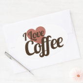 I Liebe Kaffee Ovaler Aufkleber (Umschlag)