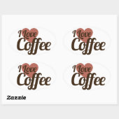 I Liebe Kaffee Ovaler Aufkleber (Blatt)