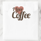 I Liebe Kaffee Ovaler Aufkleber (Tasche)