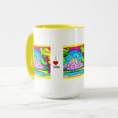 I Liebe Kaffee-psychedelischer Berg, Bach & Bäume Tasse (Vorderseite Links)