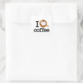 I Liebe Kaffee Quadratischer Aufkleber (Tasche)