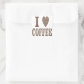 I Liebe Kaffee Quadratischer Aufkleber (Tasche)