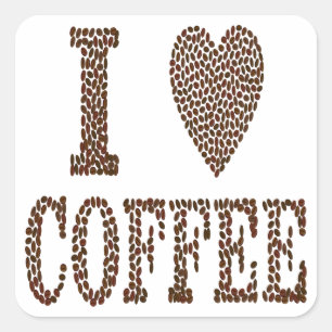 I Liebe Kaffee Quadratischer Aufkleber