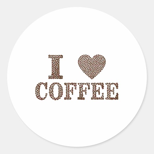 I LIEBE KAFFEE RUNDER AUFKLEBER (Vorderseite)