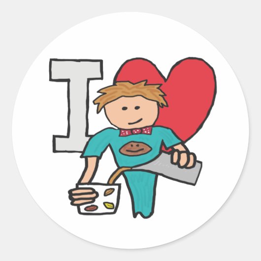 I Liebe Kaffee Runder Aufkleber (Vorderseite)