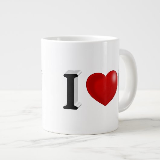 I Liebe Kaffee schwarzer Halbtext Jumbo-Tasse (Vorderseite Rechts)