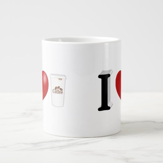 I Liebe Kaffee schwarzer Halbtext Jumbo-Tasse (Vorderseite)