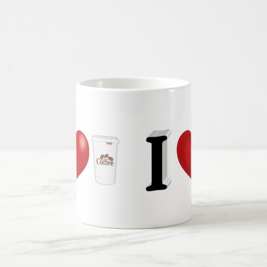 I Liebe Kaffee schwarzer Halbtext Kaffeetasse (Mittel)