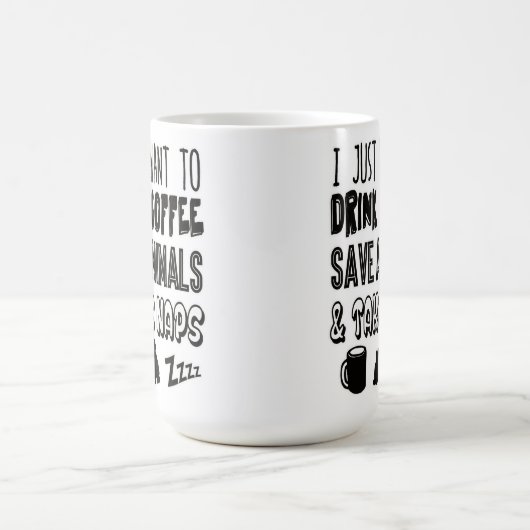 I Liebe-Kaffee-Tier-und Nickerchen-Typografie Kaffeetasse (Mittel)