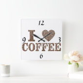I Liebe-Kaffee-Uhr Quadratische Wanduhr (Zuhause)