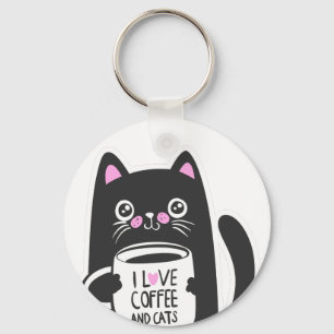 I Liebe Kaffee und Katzen - Wählen Sie die Hinter Schlüsselanhänger
