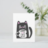 I Liebe Kaffee und Katzen - Wählen Sie die Hinterg Postkarte (Stehend Vorderseite)