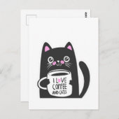I Liebe Kaffee und Katzen - Wählen Sie die Hinterg Postkarte (Vorne/Hinten)
